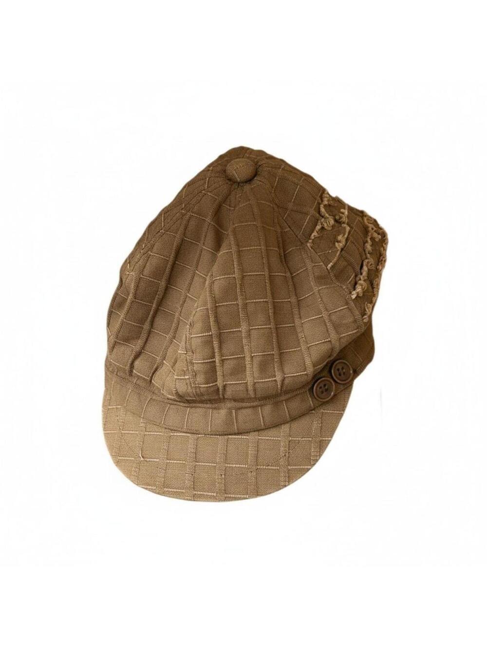 Distressed brown cotton newsboy cap